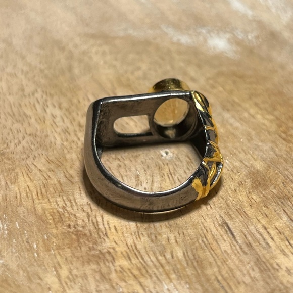 NWOT Black Rhodium 925 Sterling Silver Citrine Crystal Statement Ring - Picture 12 of 16